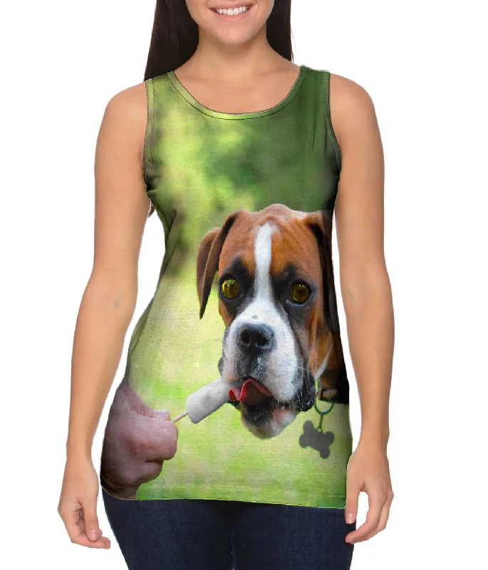 Plus Size Women's Side - Slit Tank Tops in Metallic ShadesBoxer Loves Ice Cream