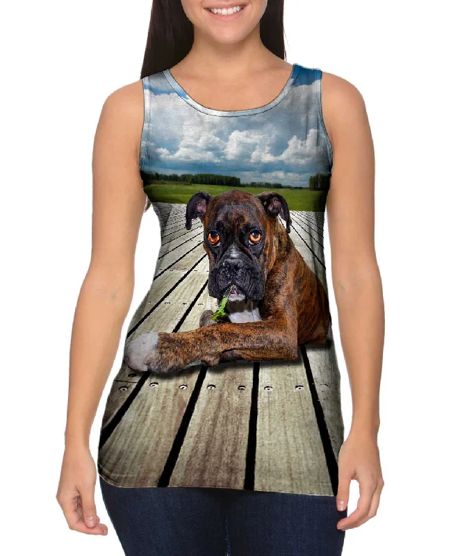 Plus Size Women's Embroidered Tank Tops in Boho StylesBoxer On Deck