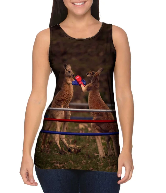 Plus Size Women's Puff - Sleeve Tank Tops in Pastel HuesBoxing Kangaroo