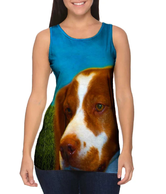 Plus Size Women's Criss - Cross Back Tank Tops in Neon ColorsBrave Brown Spaniel