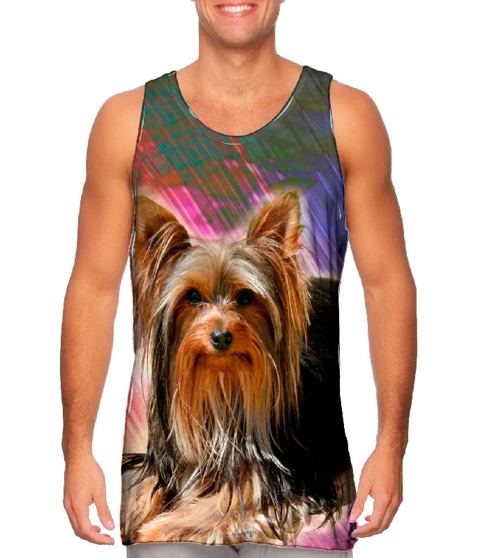 Mock Neck Women's Performance Tank Tops for CyclingBrick Yorkie Puppy