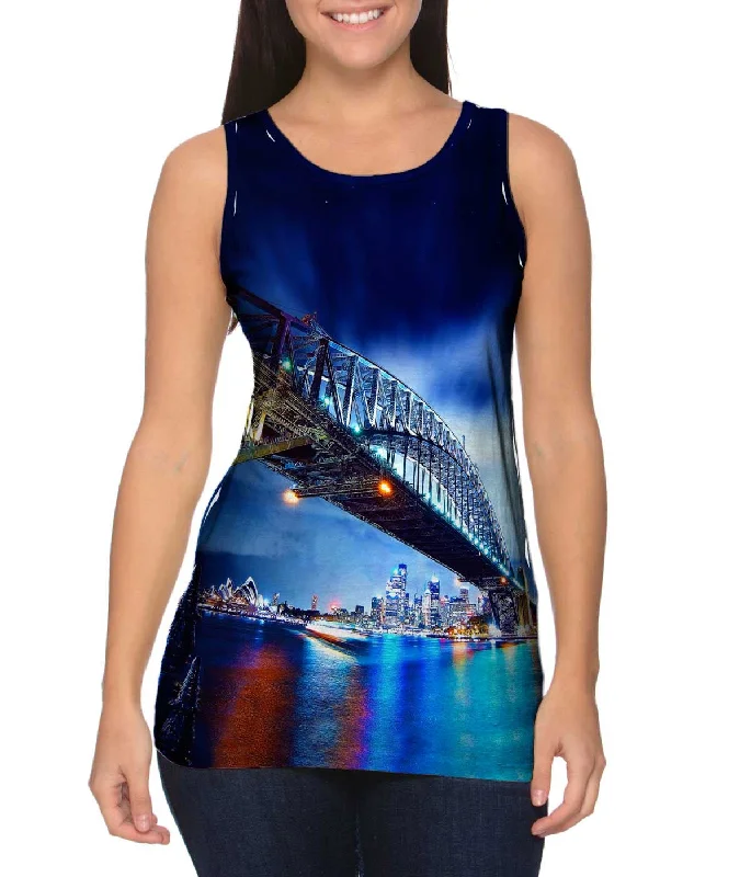 Women's Longline Tank Tops with Abstract PrintsBridge To Sydney