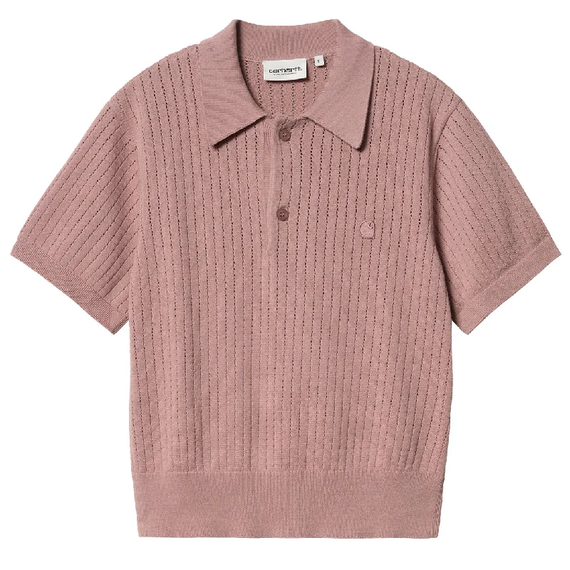 Fair - trade polo shirt supporting ethical productionCarhartt WIP Womens Norlina Polo Knit Dusty Fuscia Fair - trade polo shirt supporting ethical productionCarhartt WIP Womens Norlina Polo Knit Dusty Fuscia