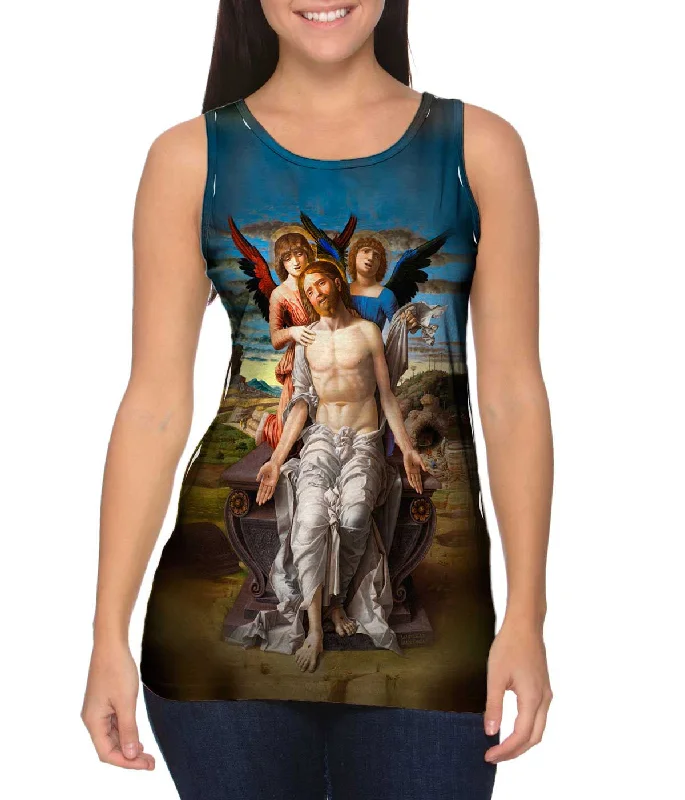 Plus Size Women's Glitter - Trimmed Tank Tops for Party Nights"Christ As The Suffering Redeemer" Plus Size Women's Glitter - Trimmed Tank Tops for Party Nights"Christ As The Suffering Redeemer"