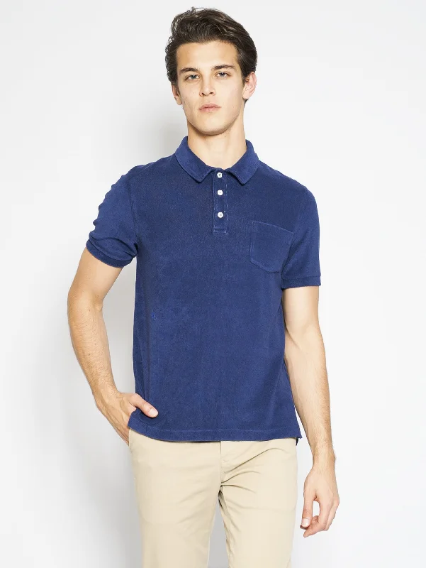 Hawaiian - print polo shirt for a tropical vibePolo in Spugna Blu