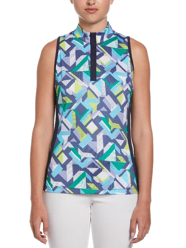 Fair - trade polo shirt supporting ethical productionWomens Colliding Chevron Geo Print Golf Shirt