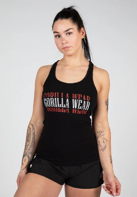 Women's Longline Tank Tops with Abstract PrintsVerona Tank Top - Black