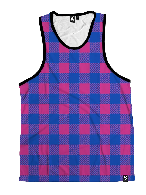 Women's Sleeveless Ribbed Tank Tops for a Trendy LookNeon Pink & Blue Plaid Unisex Tank Top Women's Sleeveless Ribbed Tank Tops for a Trendy LookNeon Pink & Blue Plaid Unisex Tank Top