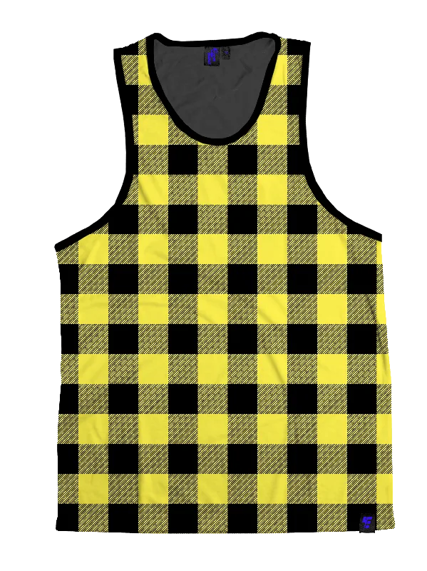One - Shoulder Women's Rayon Blend Tank Tops for a Flowy LookNeon Yellow & Black Plaid Unisex Tank Top One - Shoulder Women's Rayon Blend Tank Tops for a Flowy LookNeon Yellow & Black Plaid Unisex Tank Top
