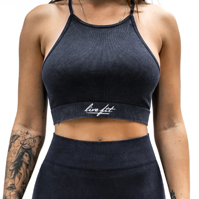 Plus Size Women's Criss - Cross Back Tank Tops in Neon ColorsRibbed Bralette - Denim Blue Plus Size Women's Criss - Cross Back Tank Tops in Neon ColorsRibbed Bralette - Denim Blue