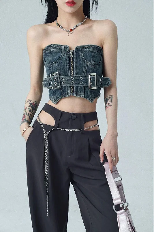 Sleeveless Women's Linen Crop Top in Natural for a Breathable and Casual Summer StyleCowgirl Crop Denim Tube Top Sleeveless Women's Linen Crop Top in Natural for a Breathable and Casual Summer StyleCowgirl Crop Denim Tube Top