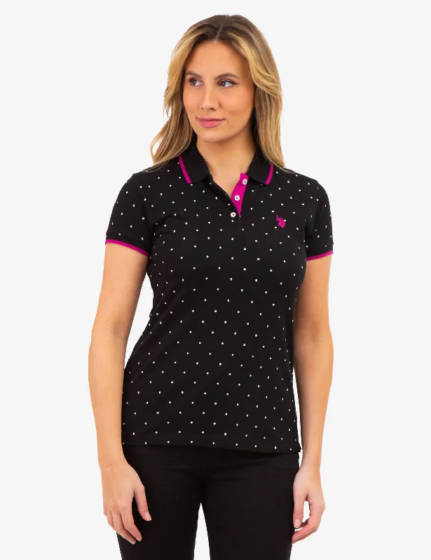 UV - protected polo shirt for outdoor enthusiastsDOT PRINT PIQUE POLO SHIRT