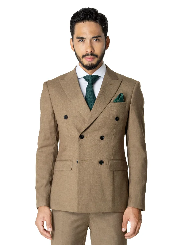 Animal print polo shirt for a bold fashion statementDouble Breasted Suit Blazer - Khakis Plain (Peak Lapel) Animal print polo shirt for a bold fashion statementDouble Breasted Suit Blazer - Khakis Plain (Peak Lapel)