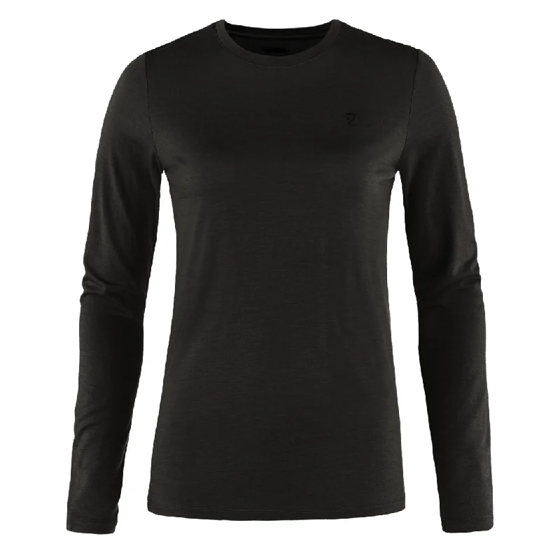 Petite - sized polo shirt with shorter lengthFjallraven Womens Abisko Wool LS Black