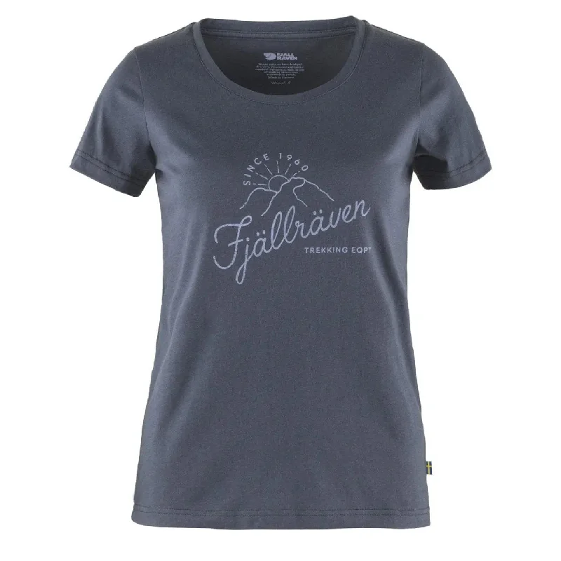 Floral print short - sleeve polo shirt for a feminine lookFjallraven Womens Sunrise T-Shirt Navy Floral print short - sleeve polo shirt for a feminine lookFjallraven Womens Sunrise T-Shirt Navy