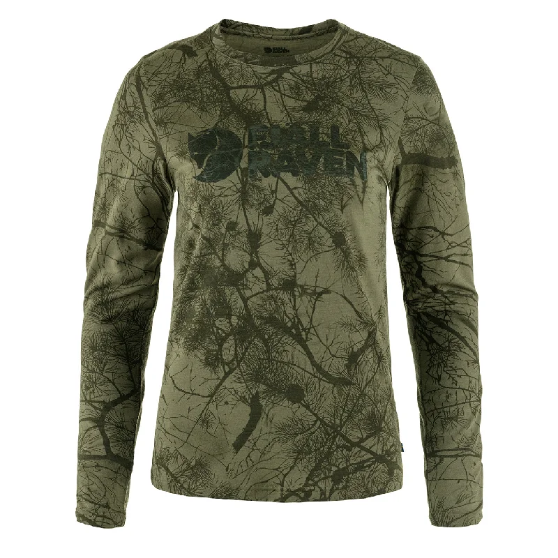 UV - protected polo shirt for outdoor enthusiastsFjallraven Womens Varmland Wool LS Green Camo