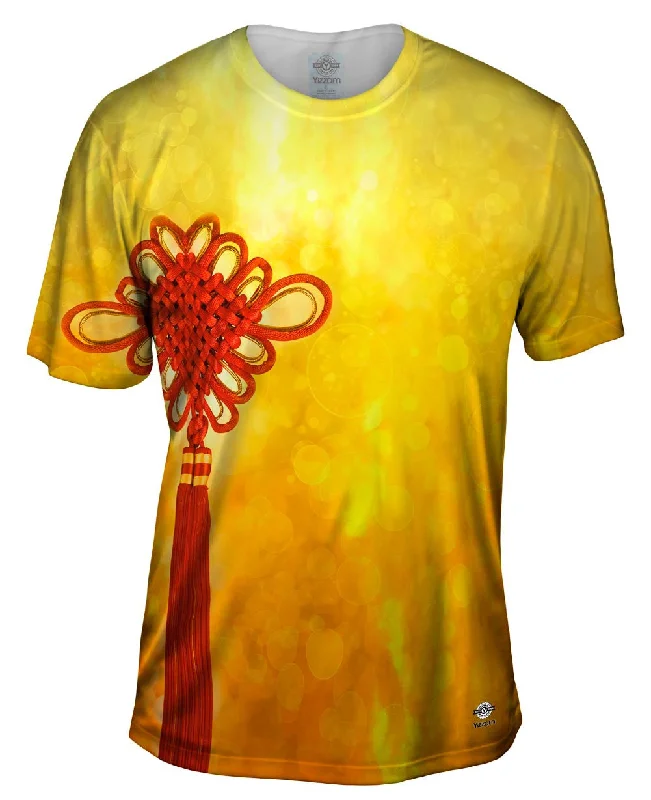 Men's button - front t - shirts with a unique artistic printGolden Chinese New Year