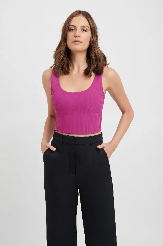 Plus - Size Women's Ruffled Crop Top in Pink for a Feminine and Flirty AppearanceGrace Crop Plus - Size Women's Ruffled Crop Top in Pink for a Feminine and Flirty AppearanceGrace Crop
