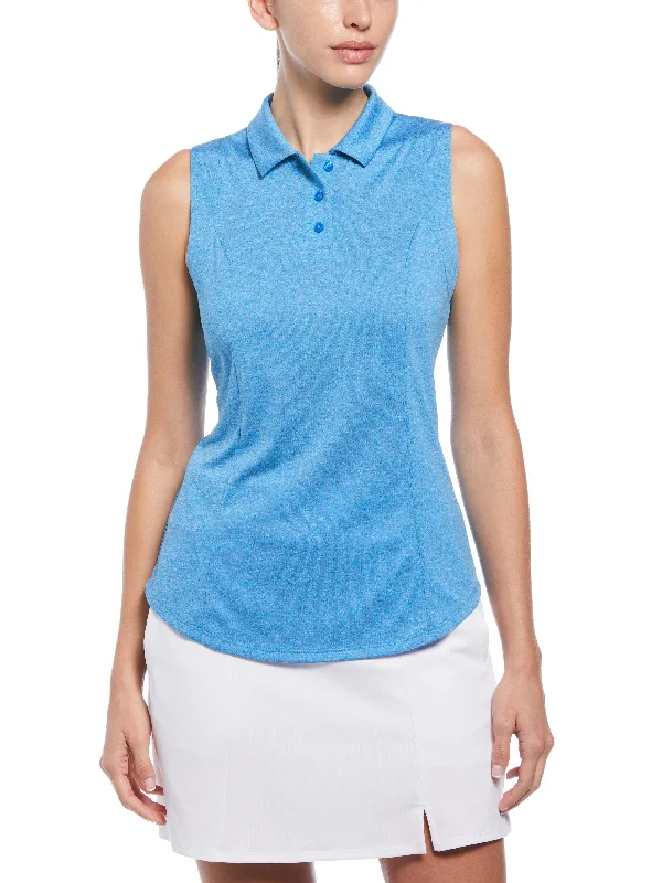 Long - sleeve polo shirt in lightweight polyester for layeringWomens Heather Golf Polo