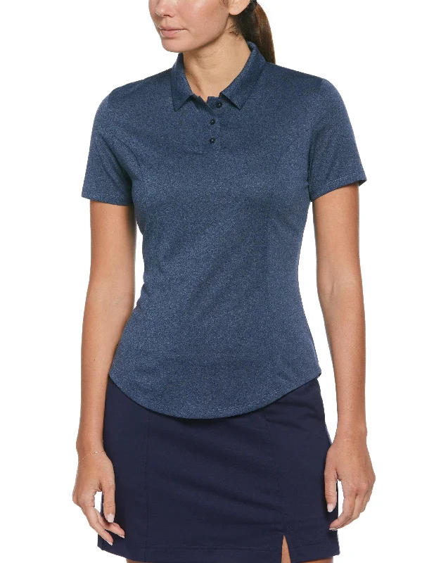 Plus - size polo shirt with side slits for added comfortWomens Heather Golf Polo