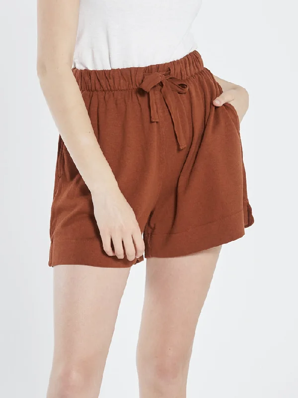 Linen Women Shorts for Breathable Comfort in Hot WeatherHemp Field Short - Coffee