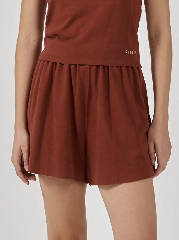 Linen Women Shorts for Breathable Comfort in Hot WeatherHemp Lounge Short - Burnt Henna Linen Women Shorts for Breathable Comfort in Hot WeatherHemp Lounge Short - Burnt Henna