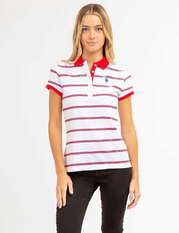 Quarter - zip polo shirt for easy temperature adjustmentHORIZONTAL MULTI STRIPED POLO SHIRT