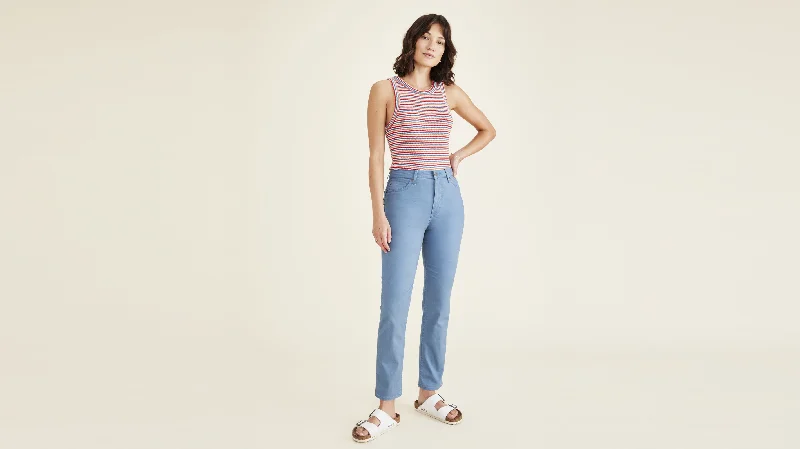 Elastic Waist Women Shorts for Easy Wear and ComfortJean Cut Pants, High Slim Fit