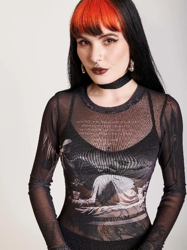 Plaid Women Long Sleeve Top for a Preppy VibeJoy Division Closer Mesh Top