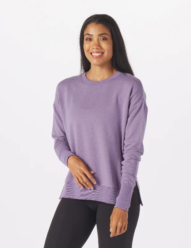 Ribbed Women Long Sleeve Top with a Textured AppealLounge Long Sleeve: Amethyst