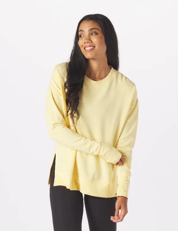 Cropped Women Long Sleeve Top to Pair with High - Waisted BottomsLounge Long Sleeve: Butterscotch