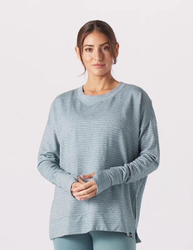 Button - Down Women Long Sleeve Top for a Classic StyleLounge Long Sleeve: Lagoon Pebble