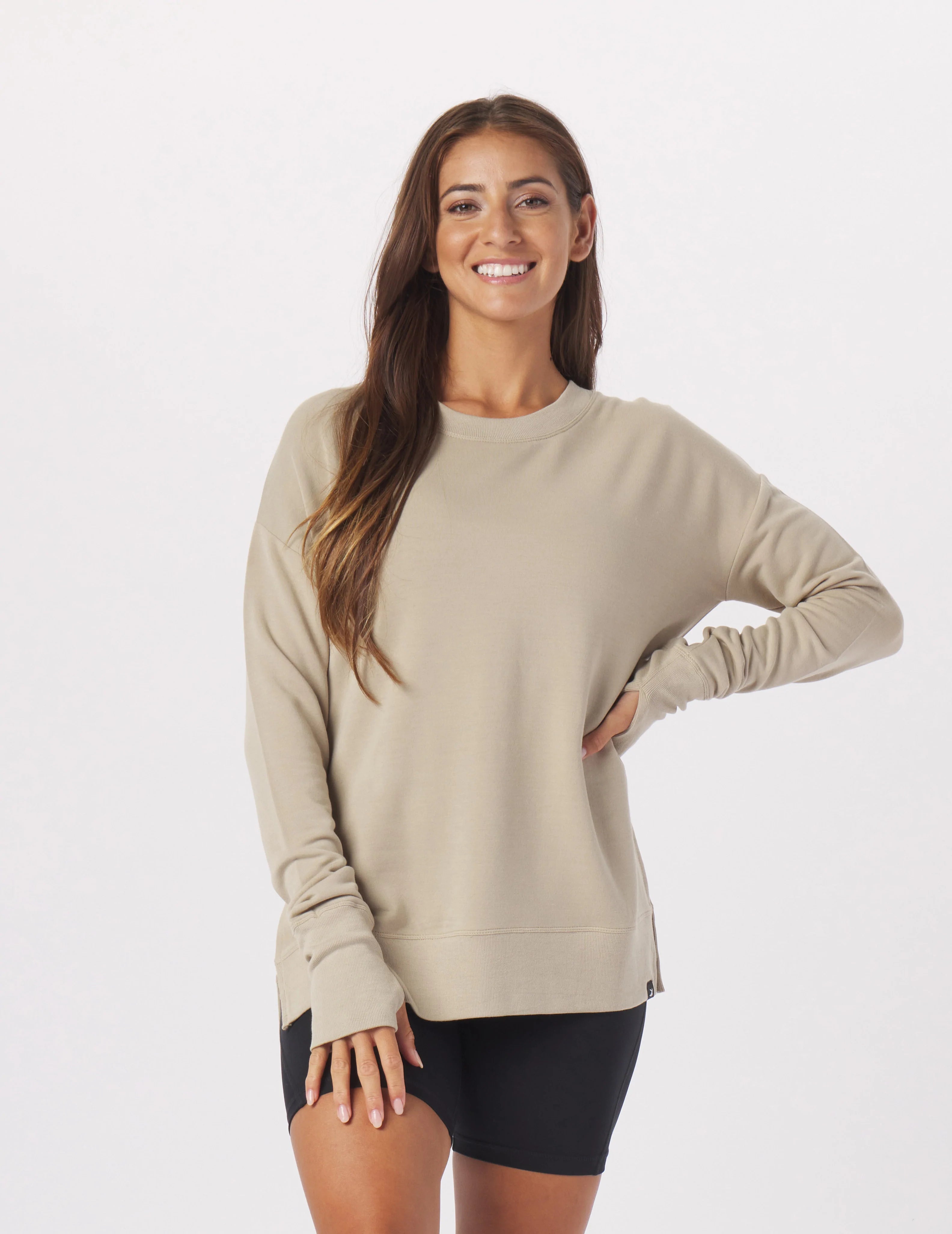 Plus Size Women Long Sleeve Top for a Flattering and Comfortable FitLounge Long Sleeve: Linen