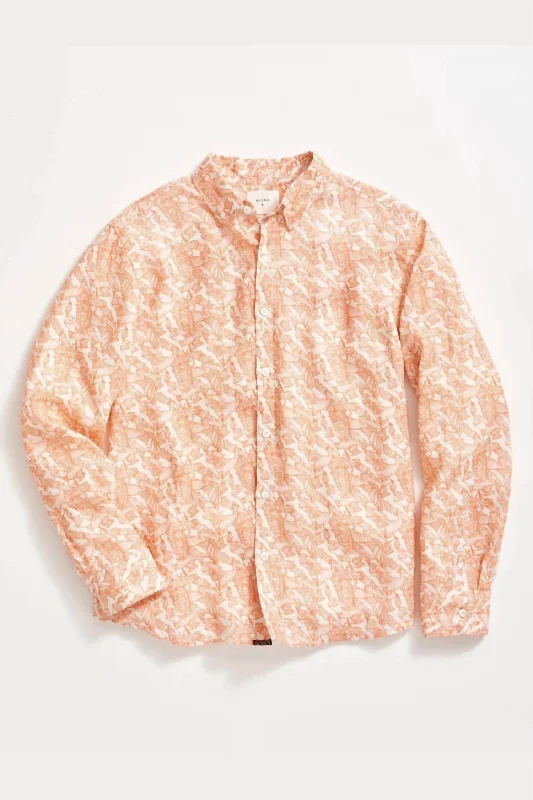 Men's short - sleeve linen t - shirts for summer beach outingsMen's Flock Linen Wilson Shirt In Terracotta Men's short - sleeve linen t - shirts for summer beach outingsMen's Flock Linen Wilson Shirt In Terracotta
