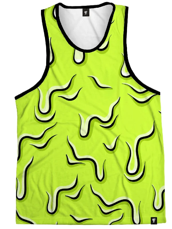 Women's Button - Down Tank Tops in Striped PatternsNeon Drippy (Green) Tank