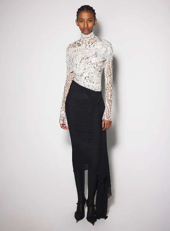 Twill Women Shorts with a Smooth Texture and Durabilityblack ruched skirt