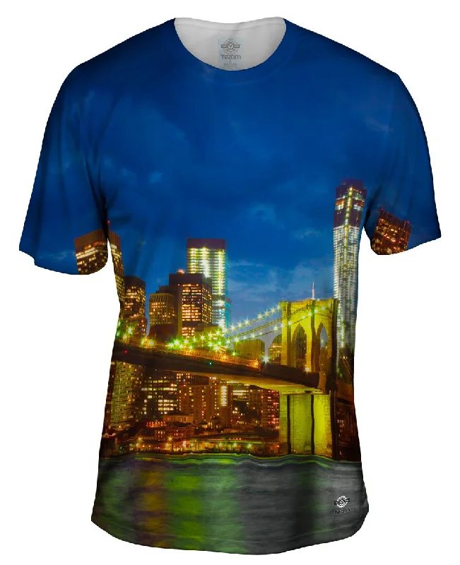 Men's printed Hawaiian t - shirts for tropical vacationsNew York Skyline Navy Night