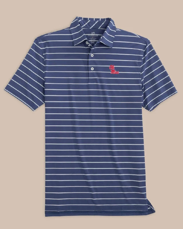 Ruffled cuffs polo shirt for a more elegant touchOle Miss Rebels brrr°®-eeze Desmond Stripe Polo Ruffled cuffs polo shirt for a more elegant touchOle Miss Rebels brrr°®-eeze Desmond Stripe Polo