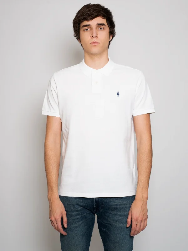 Thermal - lined polo shirt for cold - weather activitiesPolo in Cotone Custom Slim Fit Bianco