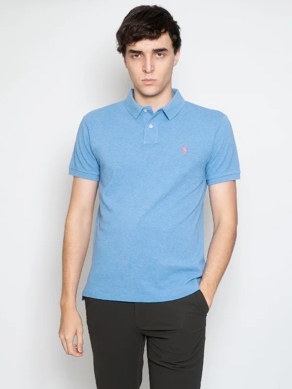 Quarter - zip polo shirt for easy temperature adjustmentPolo in Mesh Slim Fit Blu