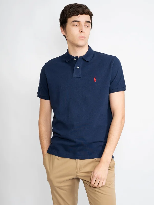 Machine - washable polo shirt in durable jersey fabricPolo in Piqué Custom Slim Fit Blu Machine - washable polo shirt in durable jersey fabricPolo in Piqué Custom Slim Fit Blu