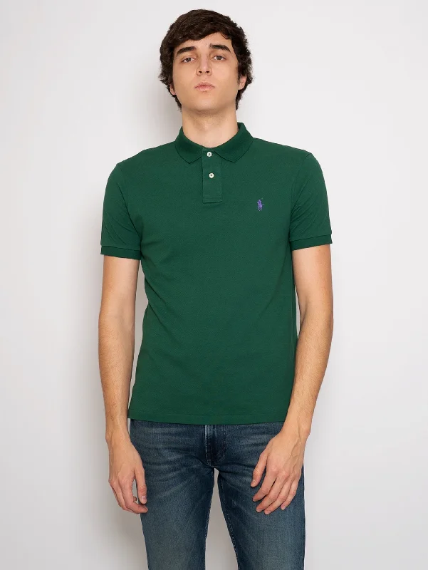 Polo shirt with a drawstring hem for an adjustable fitPolo in Piquè Verde Forest