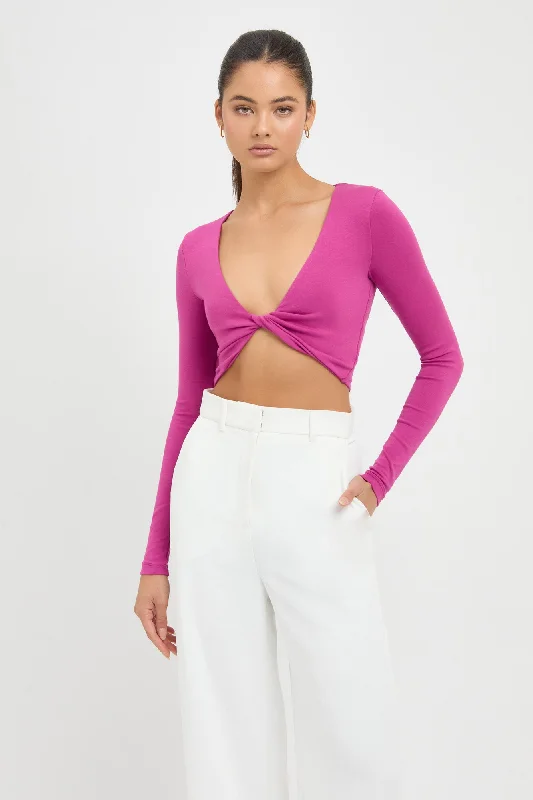 Plunging V - Neck Women's Crop Top in Red for a Bold and Sexy StatementRhys Twist Top Plunging V - Neck Women's Crop Top in Red for a Bold and Sexy StatementRhys Twist Top