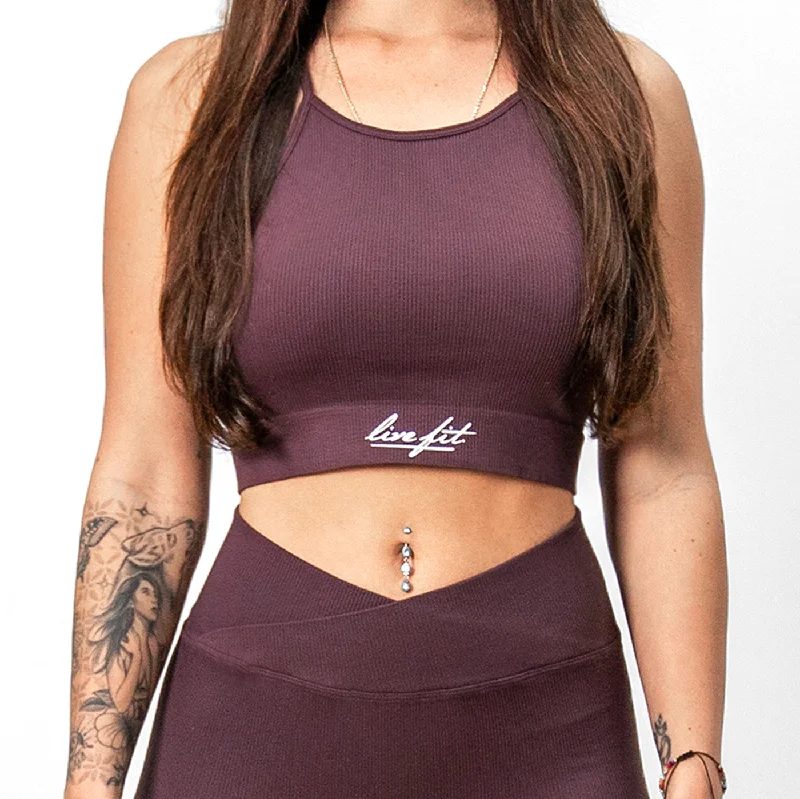 Plus Size Women's Criss - Cross Back Tank Tops in Neon ColorsRibbed Bralette - Plum