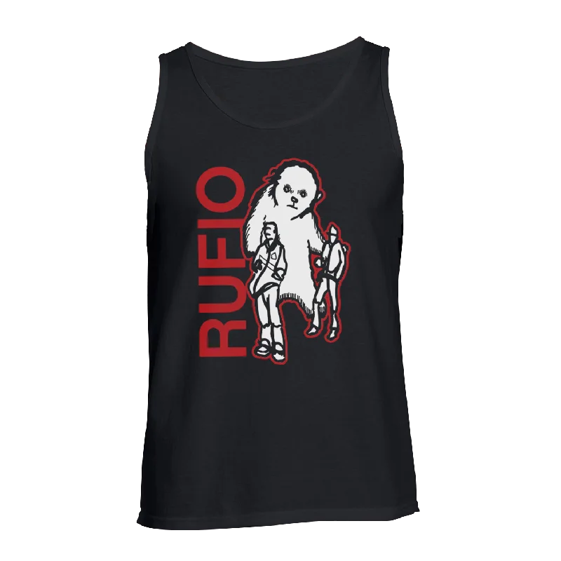 Women's Spaghetti Strap Tank Tops with Geometric PatternsRUFIO - "MCMLXXXV" (Black) (Tank Top)