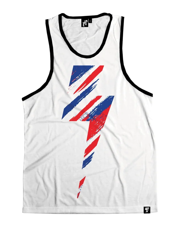 Crew Neck Women's Sustainable Tank Tops Made from Recycled MaterialsAmerican Slasher Bolt Unisex Tank Top Crew Neck Women's Sustainable Tank Tops Made from Recycled MaterialsAmerican Slasher Bolt Unisex Tank Top