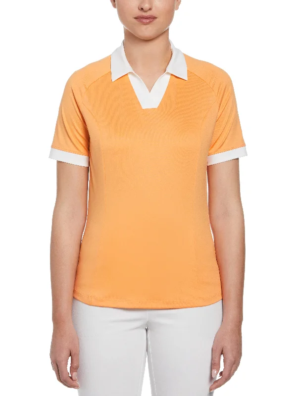 Sustainable polo shirt made from recycled materialsWomens Color Block V-Placket Golf Polo Sustainable polo shirt made from recycled materialsWomens Color Block V-Placket Golf Polo