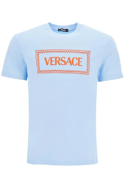 Men's ribbed t - shirts with a textured finish for added styleVersace Men's Embroide Logo T-Shirt