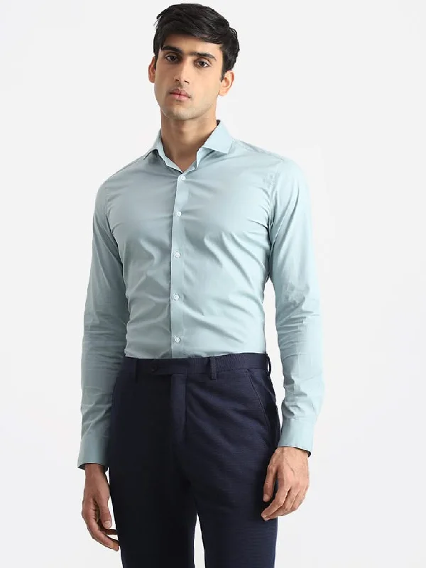 Ruffled Hem Women Shorts to Add a Feminine TouchWES Formals Solid Light Teal Cotton Blend Ultra-Slim Fit Shirt Ruffled Hem Women Shorts to Add a Feminine TouchWES Formals Solid Light Teal Cotton Blend Ultra-Slim Fit Shirt