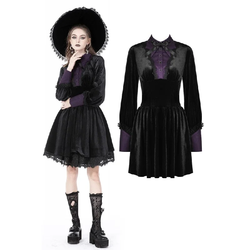 Wrap - Style Women Long Sleeve Top for a Versatile FitWomen's Gothic Mock Two-piece Velvet Dress